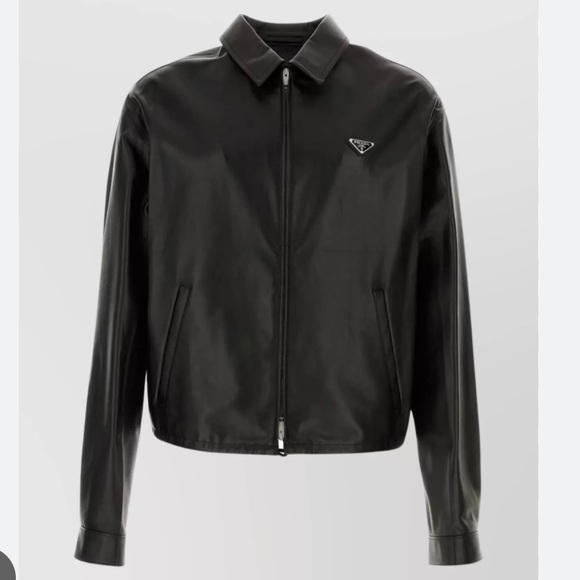 Prada Other - Prada Black Nappa Leather Collar Zip Jacket